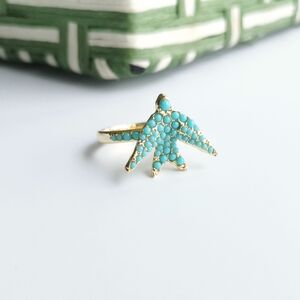Kendra Scott - Melody Bird - Gold Teal Crystal Cocktail Ring #7